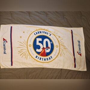 Carnival Cruise Lines 50th Birthday Anniversary Souvenir Beach Towel 29”x 58”
